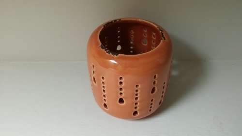 distressed hand painted candle holder /  vase 10 cm