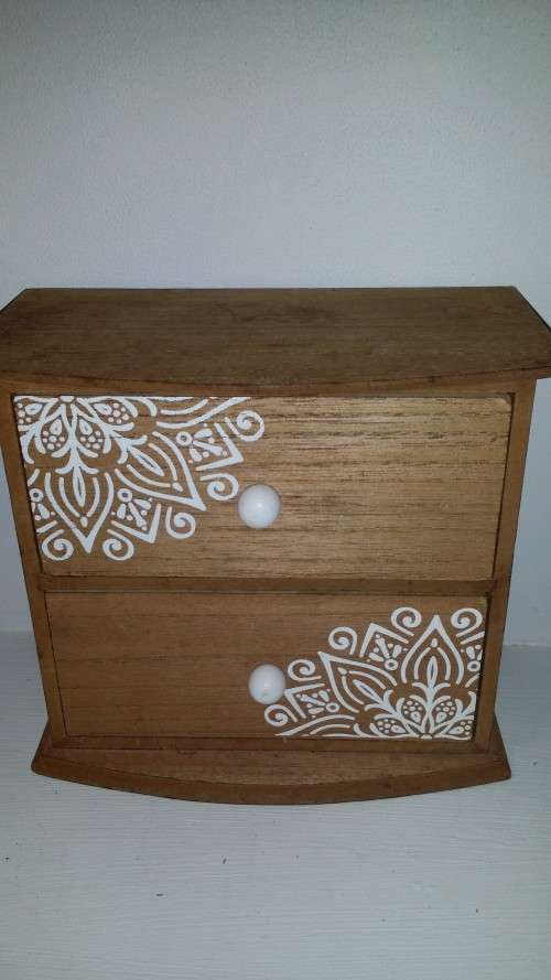 Wood Trinket box  2 draw 19 x 17 x 10 cm
