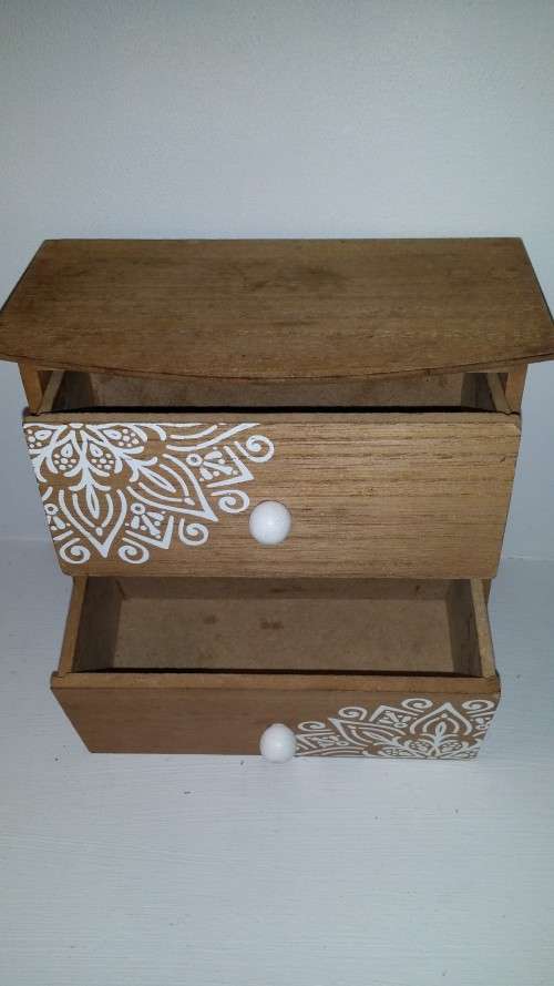 Wood Trinket box  2 draw 19 x 17 x 10 cm