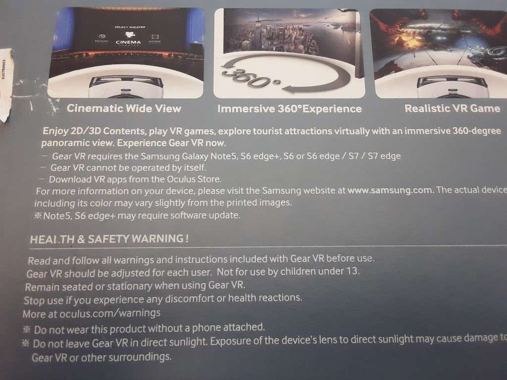 Samsung VR Virtual Reality Helmet Glasses