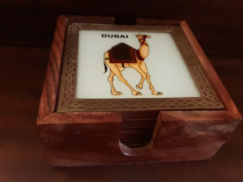 Dubai Set of Six Coasters with Wood Holder