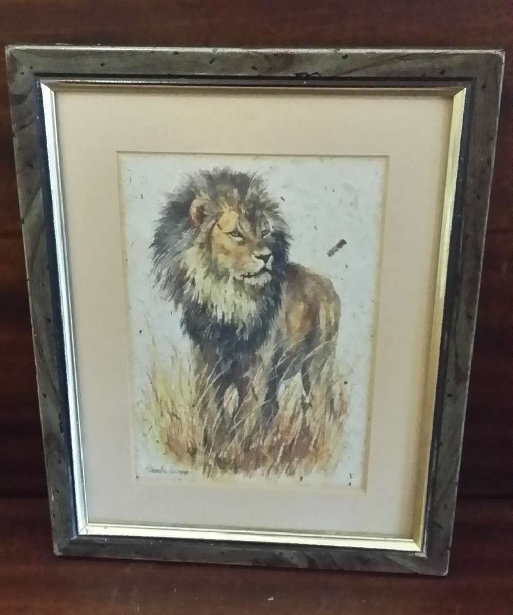Sheila Cooper Lion Picture 20 x 17 cm