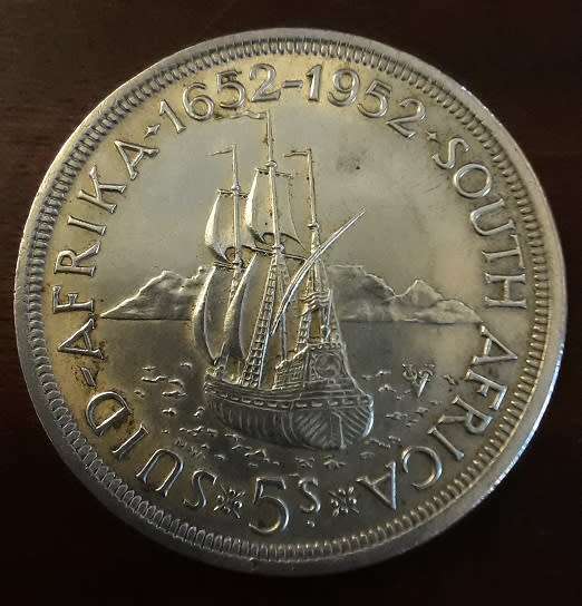 Union Silver 5 Shilling Coin 1952