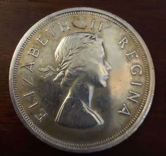 Union Silver 5 Shilling Coin 1956