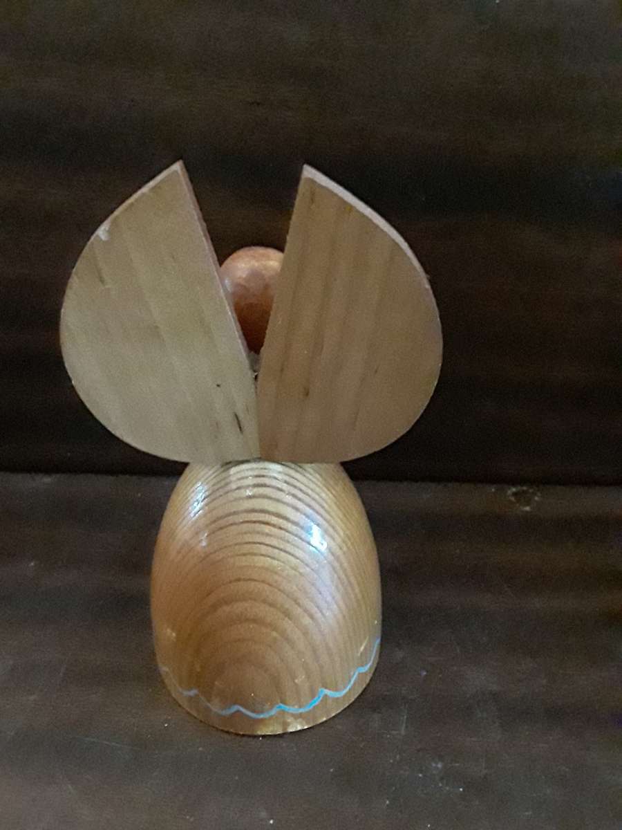 Wood Doll can hold 2 small candles 11 x 5 cm