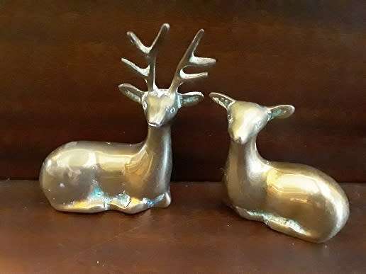 Two Brass Buck Ornaments  / one price for both