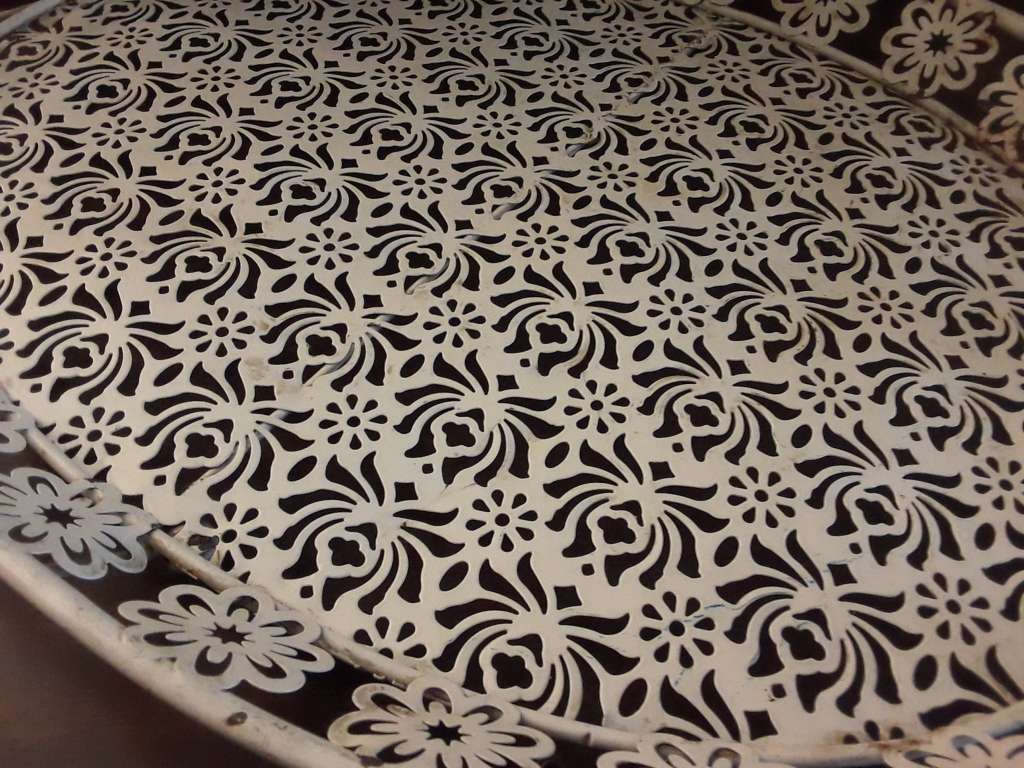 Vintage Footed Metal Tray 52cm x 39cm x 5cm