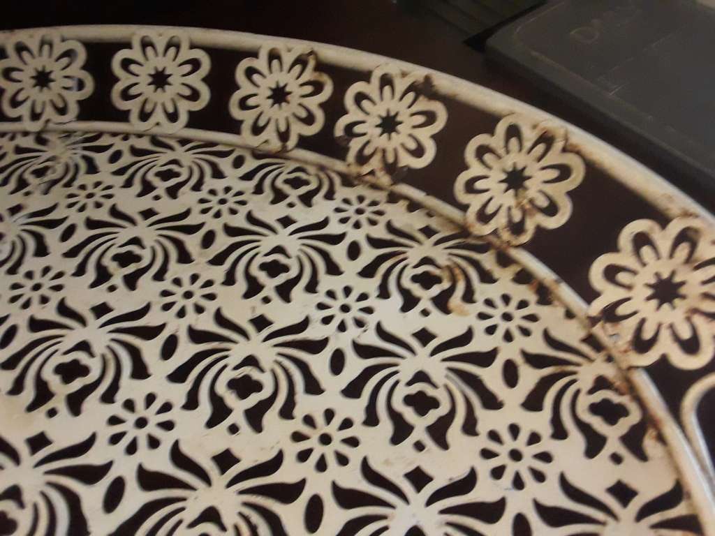 Vintage Footed Metal Tray 52cm x 39cm x 5cm