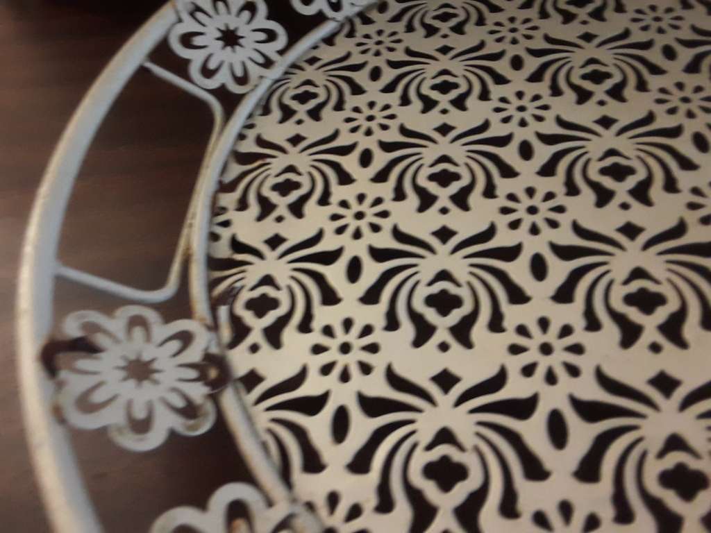 Vintage Footed Metal Tray 52cm x 39cm x 5cm