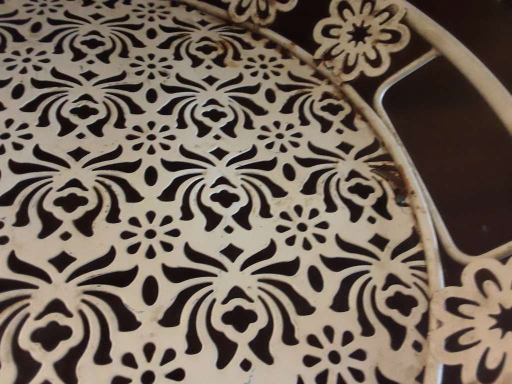 Vintage Footed Metal Tray 52cm x 39cm x 5cm