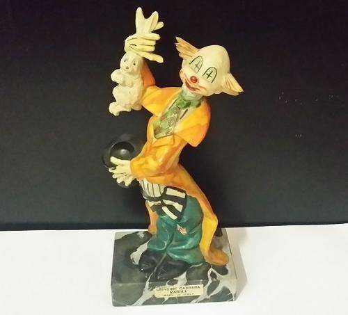 DEPOSE CLOWN FIGURINE ON GENUINE CARRARA MARBLE BASE MADE IN ITALY NO. 942