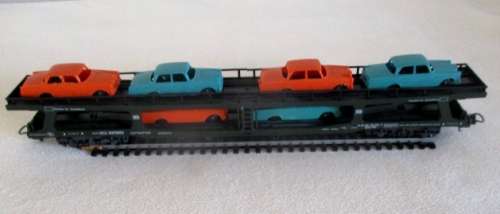 Lima. Italy. Lima Double deck car carrier with 6x cars. Unboxed.  Excellent condtion