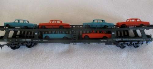 Lima. Italy. Lima Double deck car carrier with 6x cars. Unboxed.  Excellent condtion