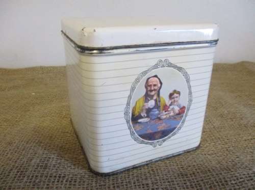 Tea For Two.......Highly Collectable Vintage Mazawattee Tea Tin   1lb. Net   White Colour