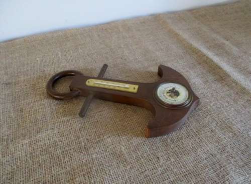 One Vintage Weather Barometer On Wooden Anchor Display Board   Made in Western Germany