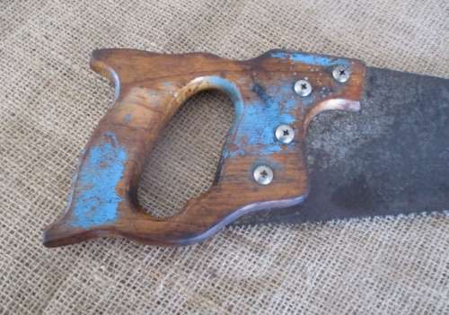 Nice Couple !! Two Vintage Wooden Handsaws With Wooden Handles  One Large Handsaw & One Back Handsaw