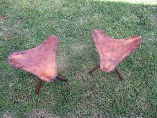 For Marakele Only A Lovely Pair Of Genuine Leather Folding Fishing/Hiking/Camping Chairs