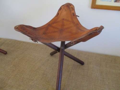 For Marakele Only A Lovely Pair Of Genuine Leather Folding Fishing/Hiking/Camping Chairs