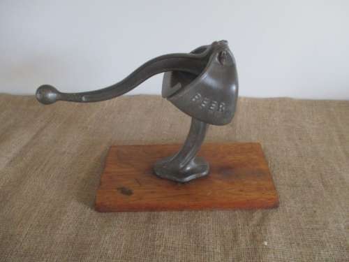 Antique/Vintage Cast Iron Bona Beer 131 Lemon Squeezer On Wooden Board       Germany