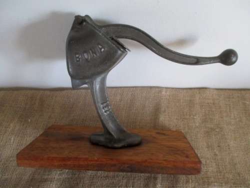 Antique/Vintage Cast Iron Bona Beer 131 Lemon Squeezer On Wooden Board       Germany