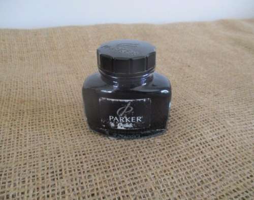 Vintage Parker Glass Bottle Black Quink Fountain Pen Ink      France      57ml