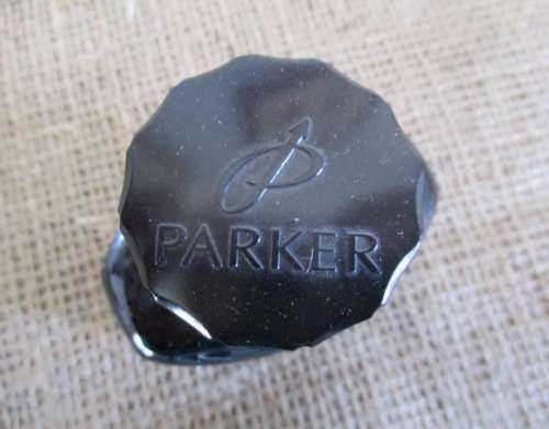 Vintage Parker Glass Bottle Black Quink Fountain Pen Ink      France      57ml
