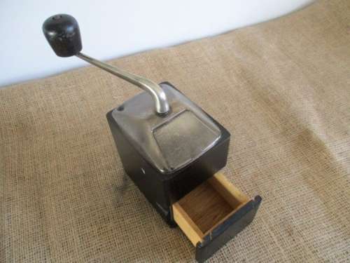 Vintage Wooden And Metal Coffee Grinder