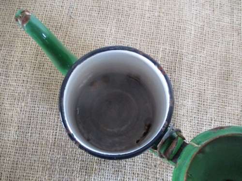 This Is Old....Actually Donkey Years Old...A Vintage Enamel Coffee Pot In Rare Green Colour