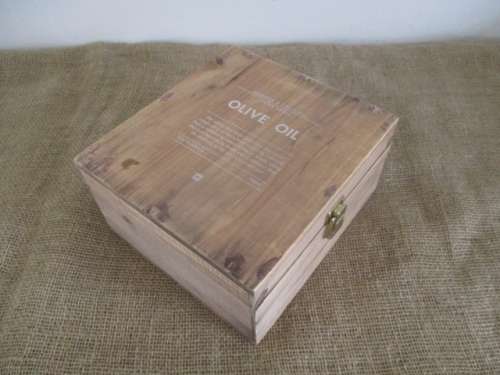A Handsome Looking 750ml Olive Oil Wooden Box With Hinged Lid