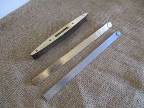 J Rabone & Sons Vintage #1625 Spirit Level, #1243 Brass Ruler & #53 Rabone Chesterman Metal Ruler