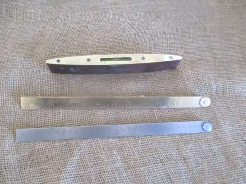 J Rabone & Sons Vintage #1625 Spirit Level, #1243 Brass Ruler & #53 Rabone Chesterman Metal Ruler