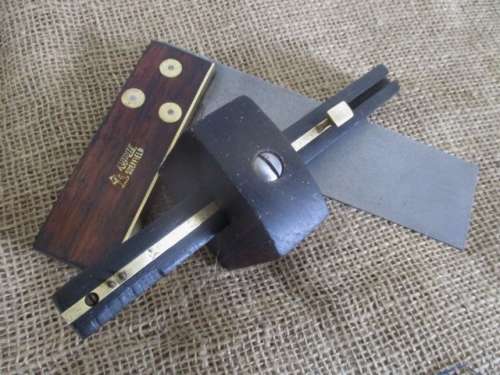 Nice Collection Of Vintage Tools : 7 1/2" Kutrite Brass & Wood Try Square And 7 1/2" Scribe