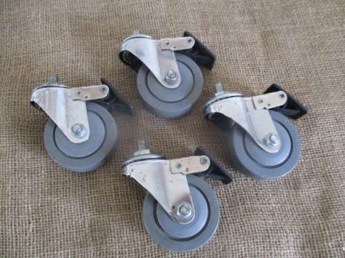Set Of Four 75mm x 25mm Swivel Castor Wheels With Brakes