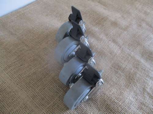 Set Of Four 75mm x 25mm Swivel Castor Wheels With Brakes