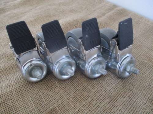 Set Of Four 75mm x 25mm Swivel Castor Wheels With Brakes