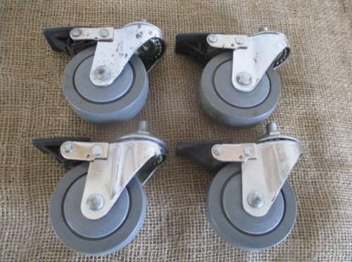 Set Of Four 75mm x 25mm Swivel Castor Wheels With Brakes