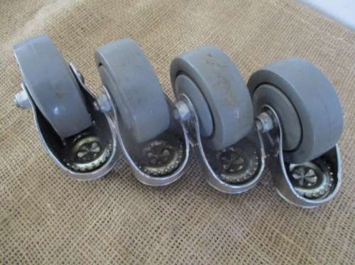 Set Of Four 75mm x 25mm Swivel Castor Wheels With Brakes