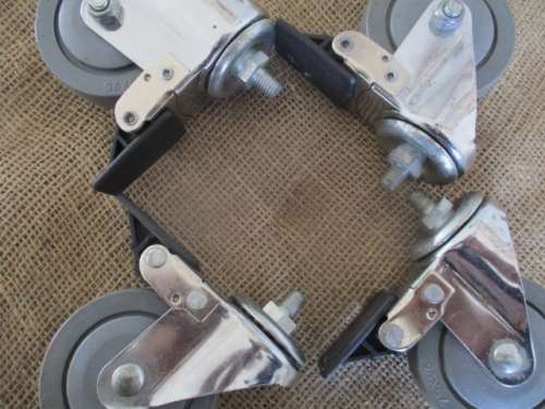 Set Of Four 75mm x 25mm Swivel Castor Wheels With Brakes
