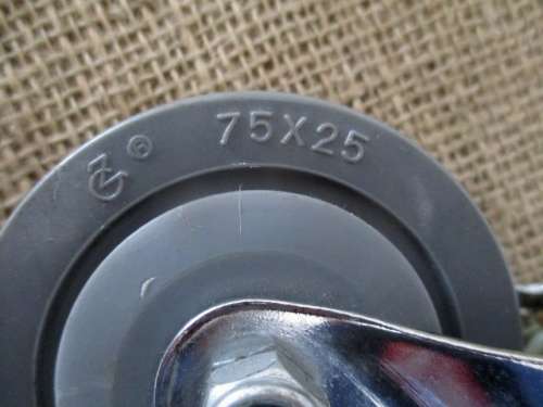 Set Of Four 75mm x 25mm Swivel Castor Wheels With Brakes