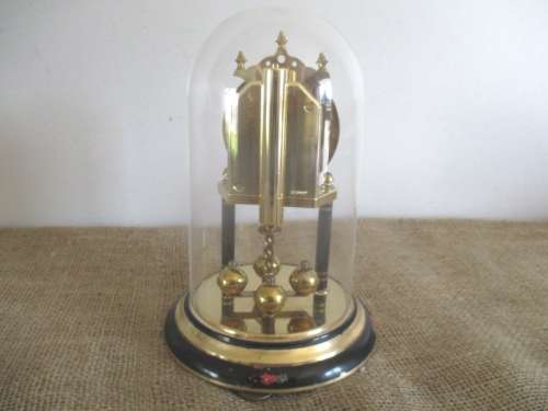 Lovely Vintage 400 Day Anniversary Pendulum Dome Mantel  Quartz Clock With Floral Decoration