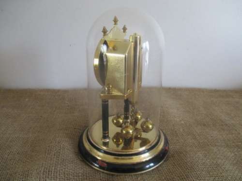 Lovely Vintage 400 Day Anniversary Pendulum Dome Mantel  Quartz Clock With Floral Decoration