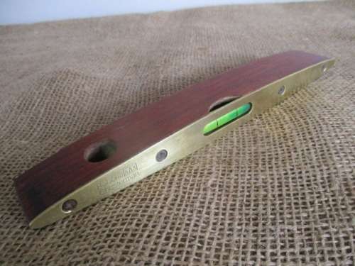 Beautiful Vintage Brass And Wood Rabone Chesterman No 1626 Torpedo Spirit Level      Made In England
