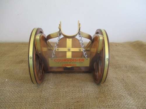 For RomRed Bid Only - Smart Vintage Courvoisier Cognac The Brandy Of Napoleon Wood Cannon Bottle