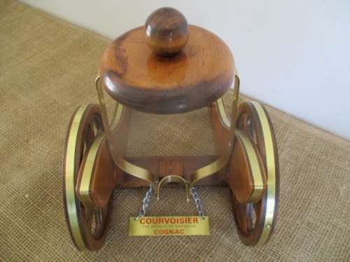 For RomRed Bid Only - Smart Vintage Courvoisier Cognac The Brandy Of Napoleon Wood Cannon Bottle