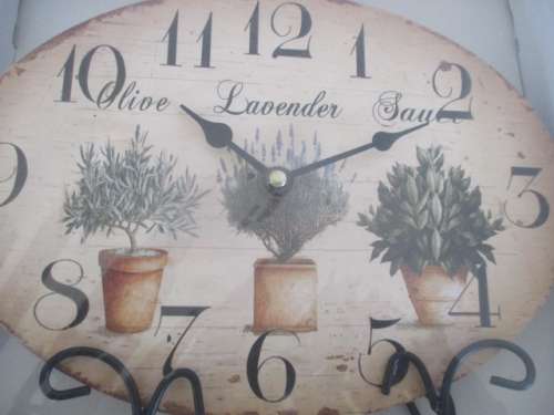 Stunning Looking And Beautiful Battery Operated Herb Pots Wall Clock                   MIB