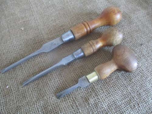 An Awesome Collection Of Three Very Rare & Collectable Vintage Cabinet Makers Screwdrivers