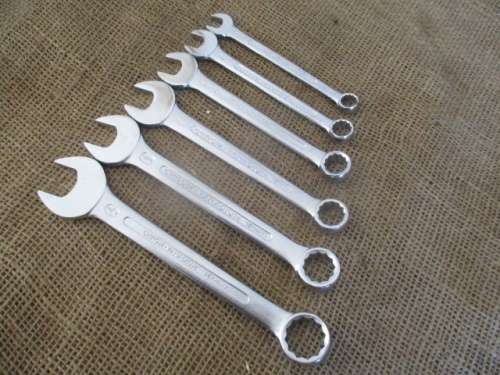 One Set Of Six German Quality Combination Open End And Ring Spanners  3/8" - 3/4" AF   MIB   Germany