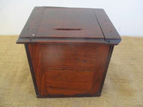 Very Characterful Antique Wooden Church Offering Box From An Old Church In The Early 1900's