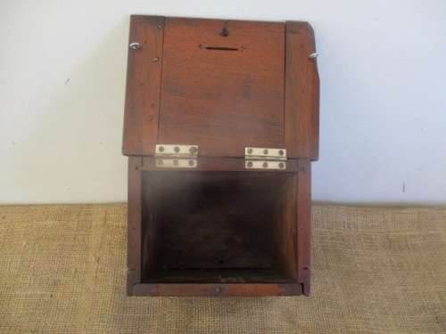 Very Characterful Antique Wooden Church Offering Box From An Old Church In The Early 1900's