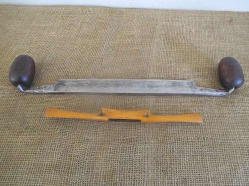 Vintage Atkin & Sons 10" Draw Knife Plus Antique 2" Wooden Body Draw Knife